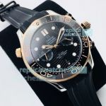 OE Factory Omega Seamaster Professional Diver 300M Replica Black Chrono Watch Rose Gold
